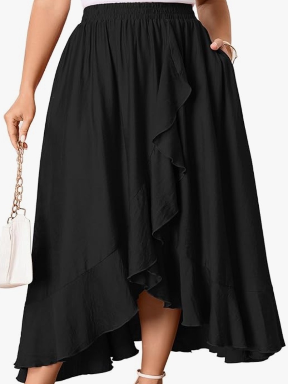 NEW (NWT) Black Ruffle Hi-Low Skirt - Women 1XL